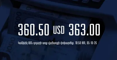 Armenian banks’ lowest dollar selling rate stands at 363 drams on the morning of October 5
